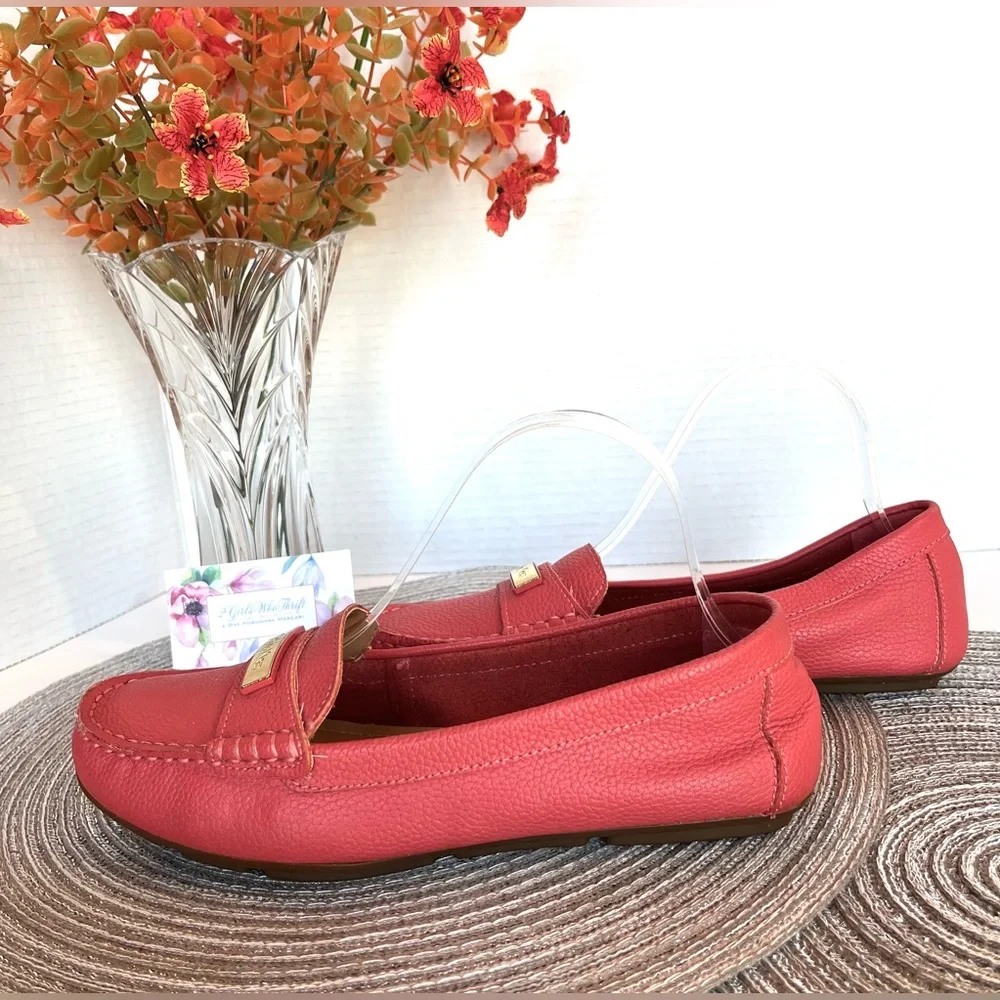 NEW CALVIN KLEIN Driving Loafers “Leta” Pebble Grain Leather Designer Logo - Picture 13 of 13